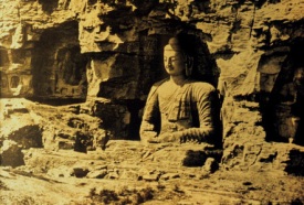 Buddha statue carved mountainside in Afghanistan